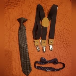 Suspender, tie, and bow tie bundle